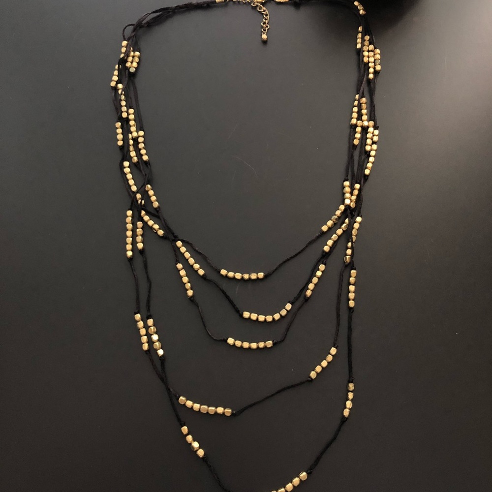 Black and gold beaded layered necklace